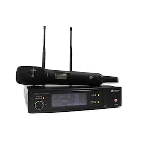 Microfone sem fio uhf multifrequencial ir display kadosh k-1201m