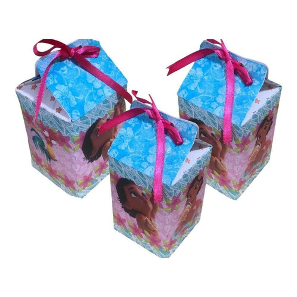 Kit 30 Caixa Milk Lembrancinha Surpresa Festa Moana Baby