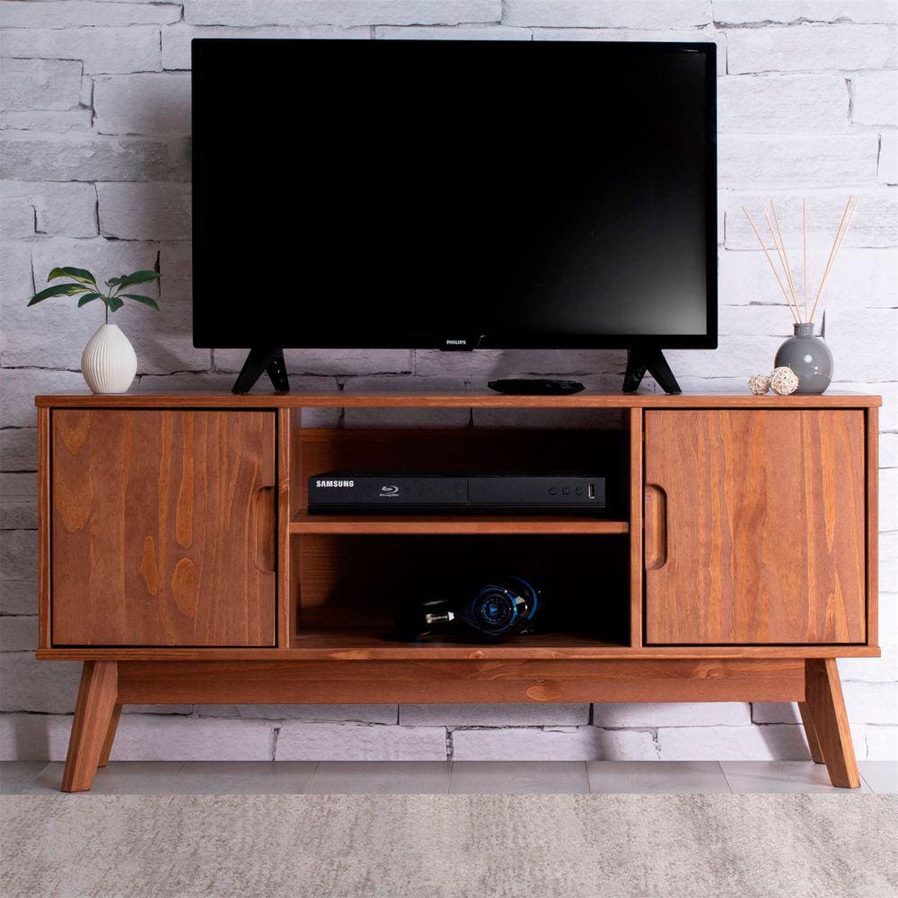 Rack TV Bancada 40 Polegadas Madeira 2 Portas 2 Nichos Tivoli