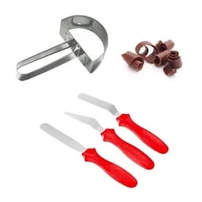 3 Espátulas Chocolate Chantili + Raspador Chocolate Meia Lua