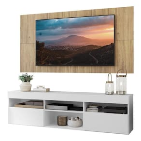 Rack Com Painel E Suporte Tv 65" Suspenso Londres Multimóveis V3346 Branco/Rustic Branco/Rustic