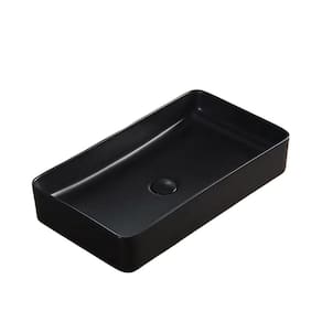 Cuba De Cerâmica Preta Para Banheiro/Lavabo/Pia 61X35X11 Cm