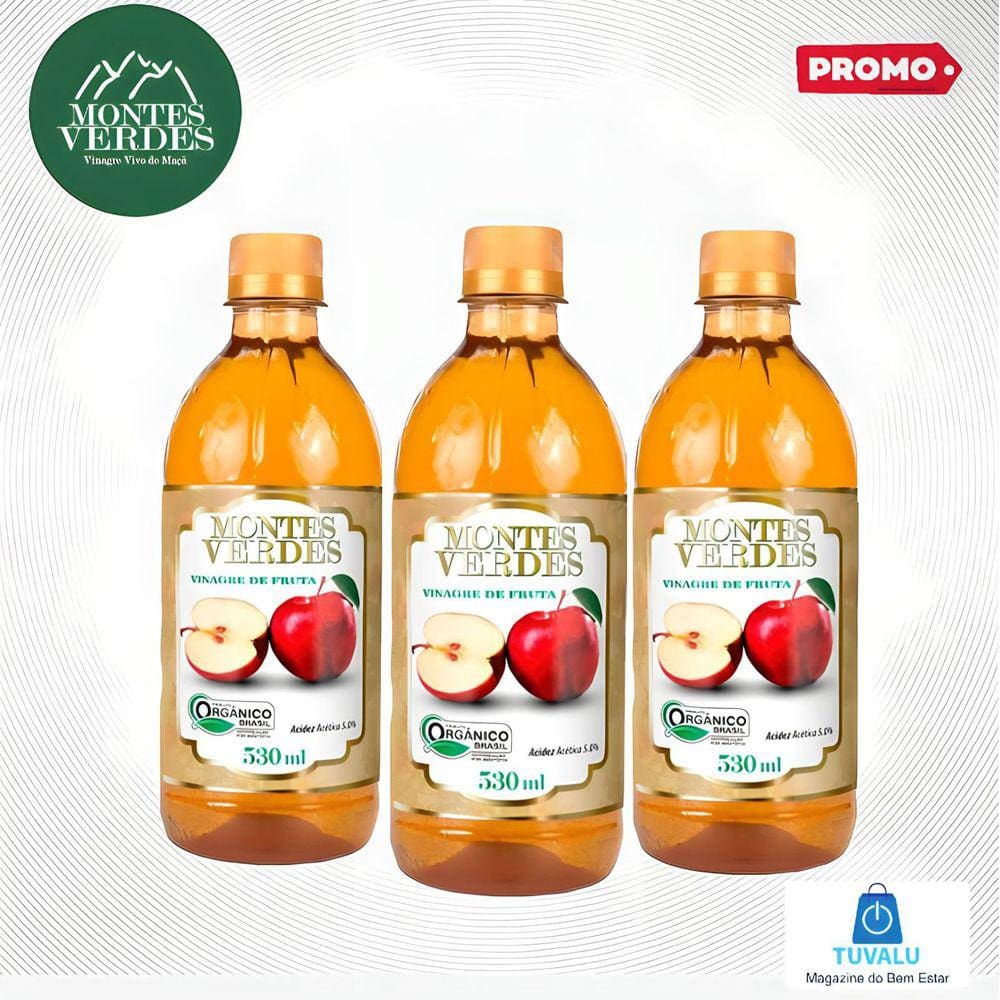 KIT 3 Vinagre De Maçã Orgânico - montes verdes
