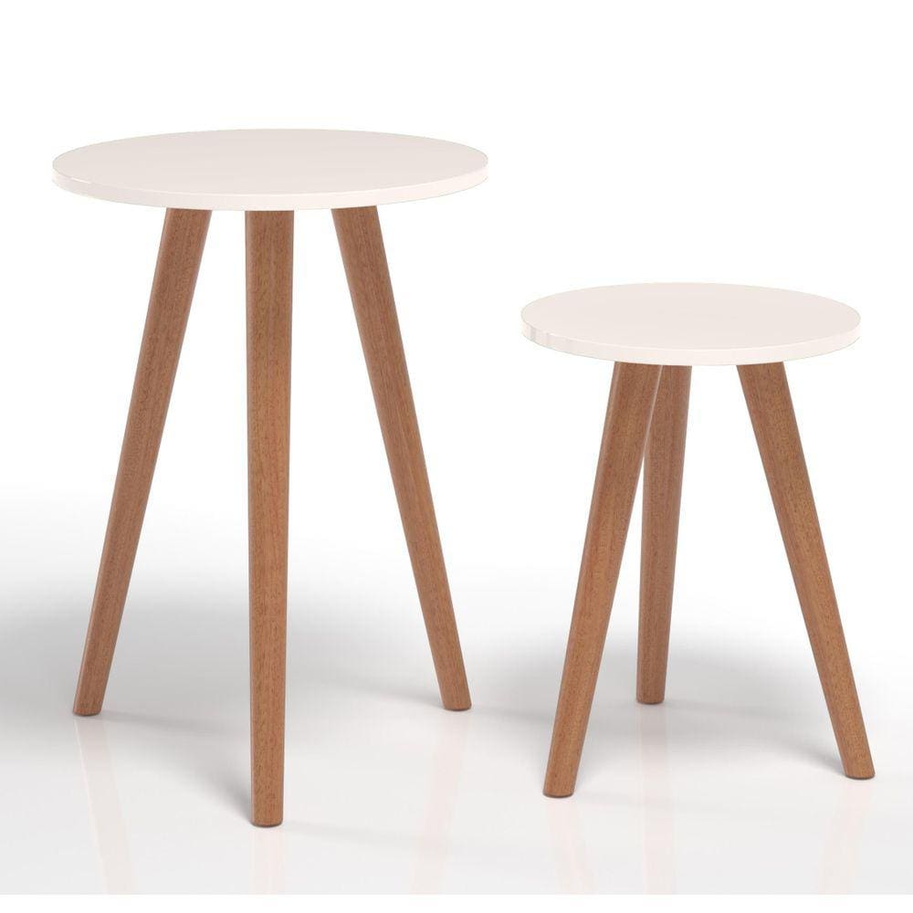 Jogo Dupla Mesinha De Canto Lateral Off White