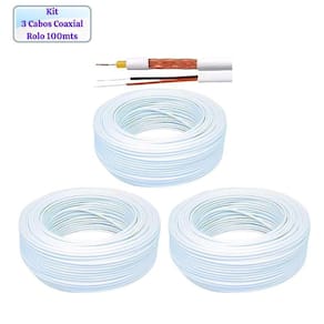 Kit 3 Cabo Coaxial Para Cftv 4Mm 80% - Rolo 100M -3Un