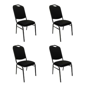 Kit 4 Cadeiras para Hotel Auditório Igreja Restaurante Eventos com Reforço Empilhável cor Preta