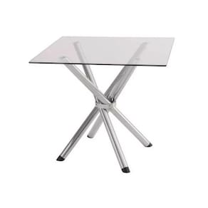 Mesa de Jantar ou Cozinha pé Palito para 4 lugares Cromada com Tampo de Vidro Quadrado