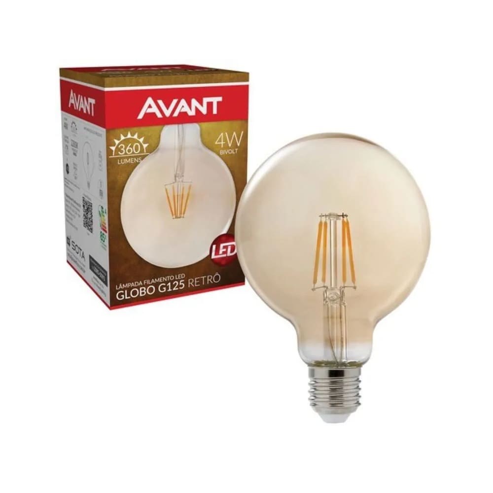 Lampada Filamento LED Globo G125 Retro 4W 2200K Bivolt AVANT