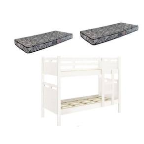 Beliche Fênix Jaspe Versátil Branco Vira 2 Camas + 2 Colchão Solteiro 1,88X88- Estrado 100% Madeira