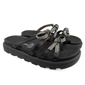 Rasteira Vizzano Flatform Strass Laço - Preto