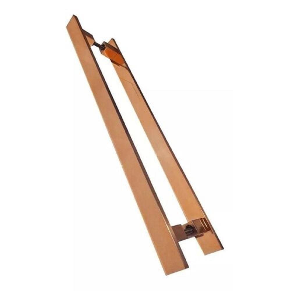 Puxador Inox Duplo Porta Barra Chata Rose Gold Cobre 80Cm