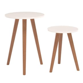 Duas Mesinhas De Canto em Mds Para Decoração - Off White