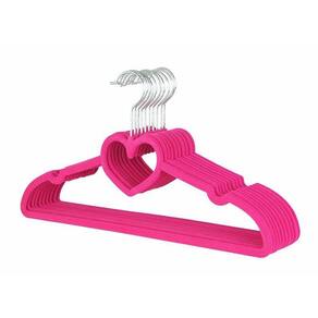 Kit 20 Cabides Veludo Coração Fino Infantil Pink Topen Home