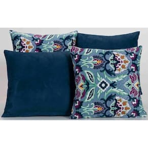 Kit 4 Almofadas Para Sofá Estampa Azul Marinho Floral