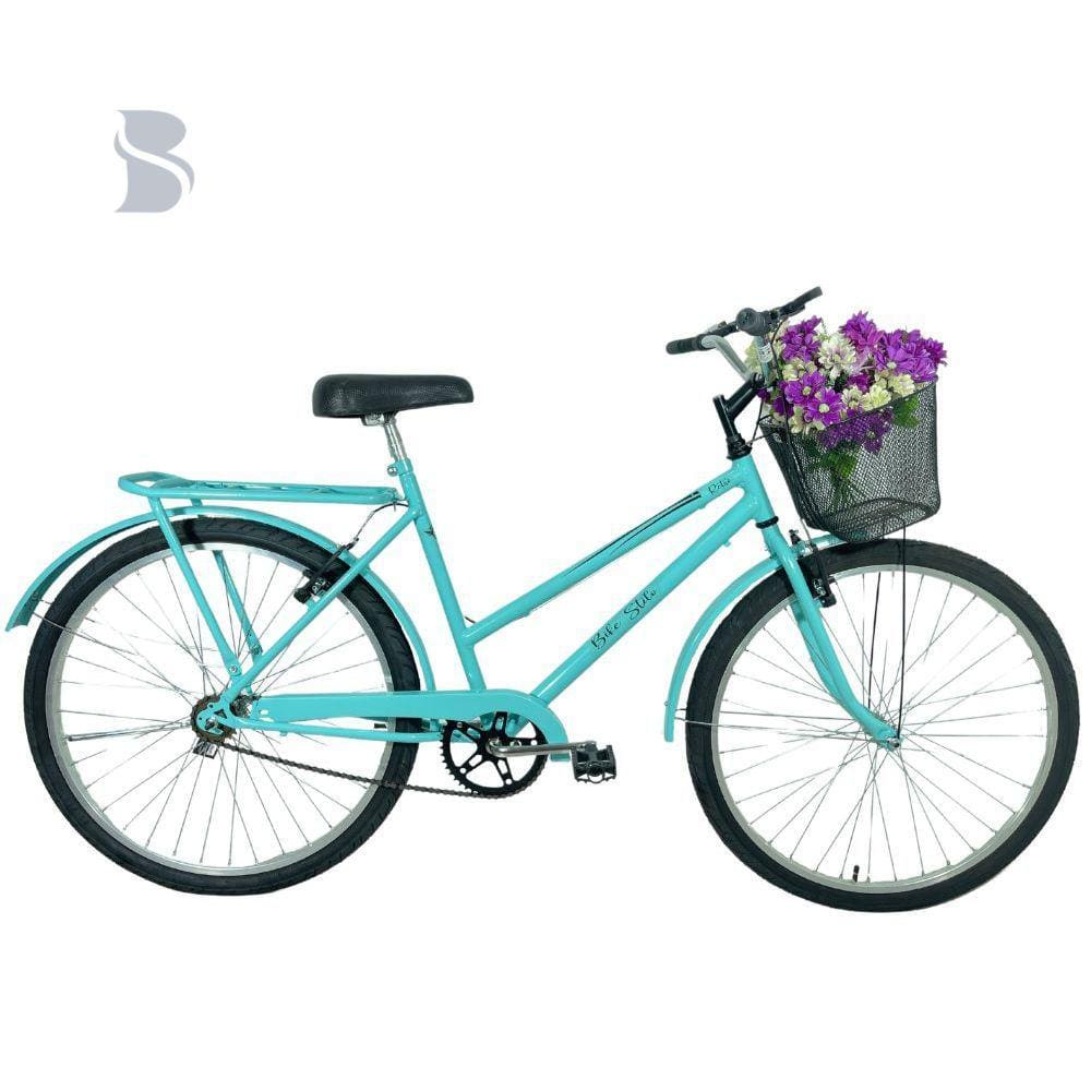 Bicicleta Retrô Aro 26 Freio V-Brake Cesta Azul Tifany