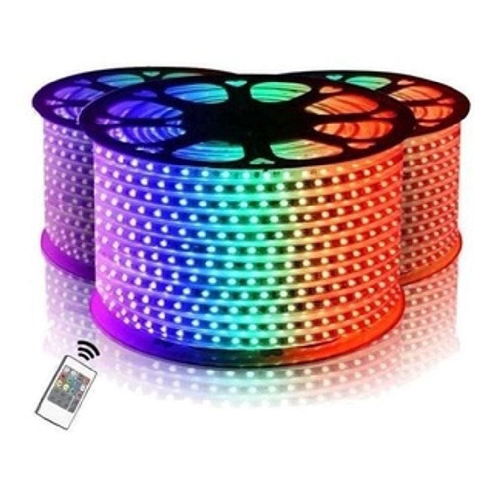 Mangueira Fita Led Rgb 56 Metros + 3 Controladores + Fonte