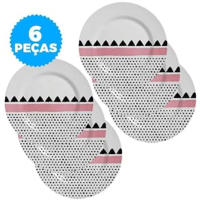 Conjunto Alleanza 6 Pratos Sobremesa Geométrica 5 Plus