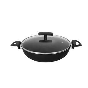 Panela Wok Antiaderente 26 Cm Tampa De Vidro