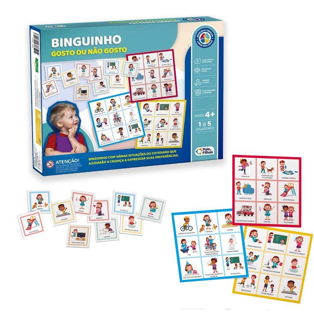 Jogo Bingo Binguinho Gosto ou não Gosto Pais e Filhos