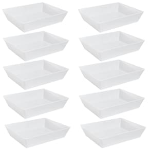 Kit 10 Travessas 4,8l Retangulares Brancas para Servir a Mesa Bandeja Salada Sobremesa Coza