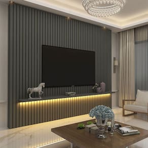 Painel para TV até 85" 100% MDF 01 Prateleira e LED Nobre Grafite Gelius