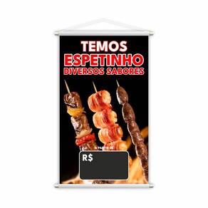 Banner Temos Espetinho Sabores Preço Fundo Preto Grande