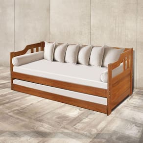 Sofá Cama Atraente Moveis Castanho - Cor: Marrom