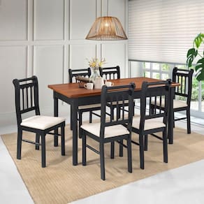 Conjunto Sala De Jantar Madeira Maciça 6 Cadeiras Mv Outlet Preto