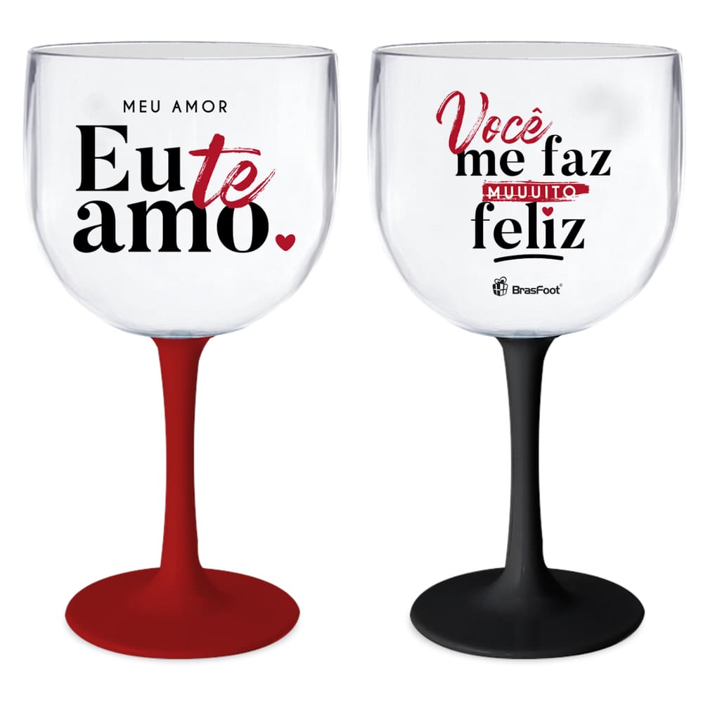 Kit 2 Taça Gin Acrílico Personalizada Presente Dia Dos Namorados Casal Bebidas Drinks