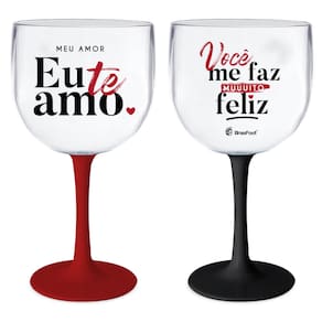Kit 2 Taça Gin Acrílico Personalizada Presente Dia Dos Namorados Casal Bebidas Drinks
