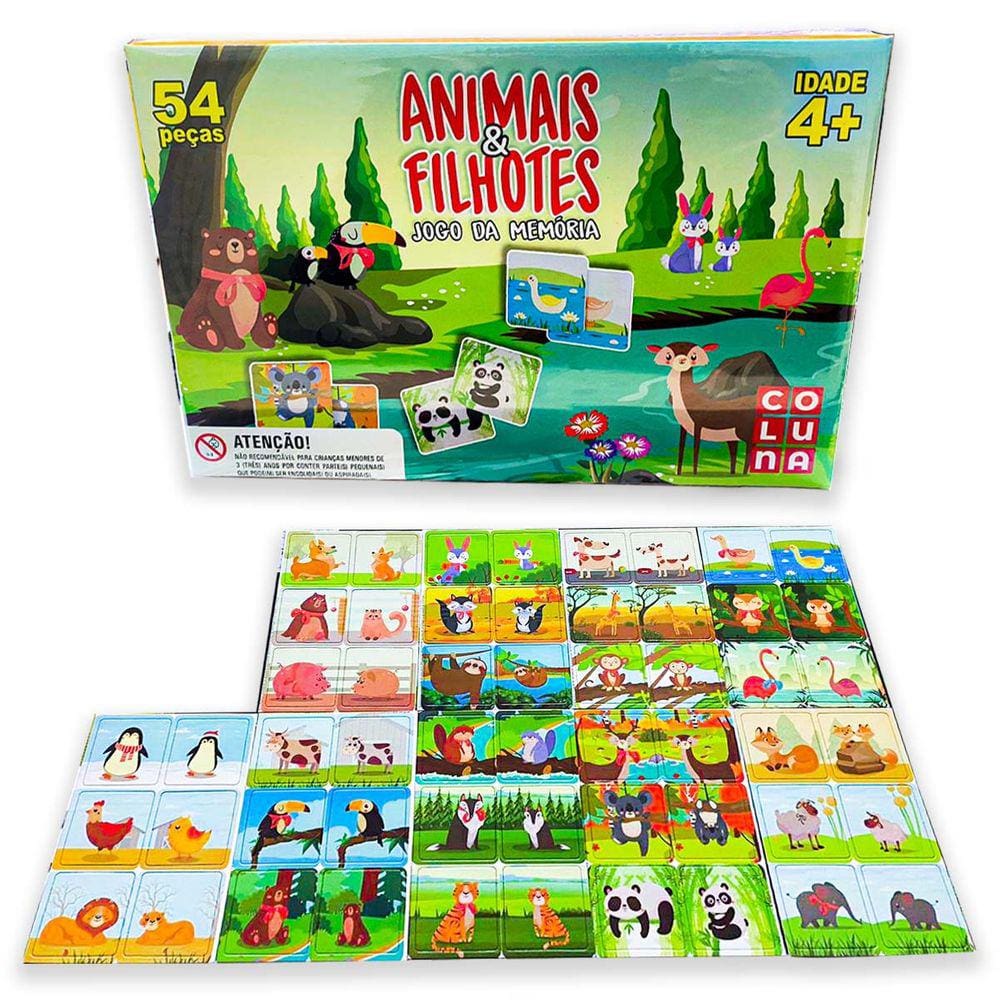 Jogo da Memória Animais e Filhotes Minha Escolinha - Xalingo