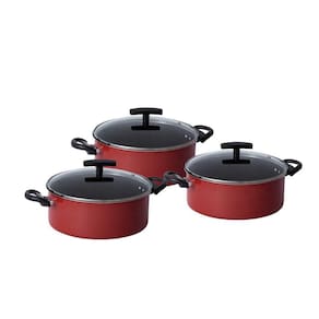 Jogo Panela Antiaderente 3 Peças - Caçarolas 18/20/22cm Tampa de Vidro