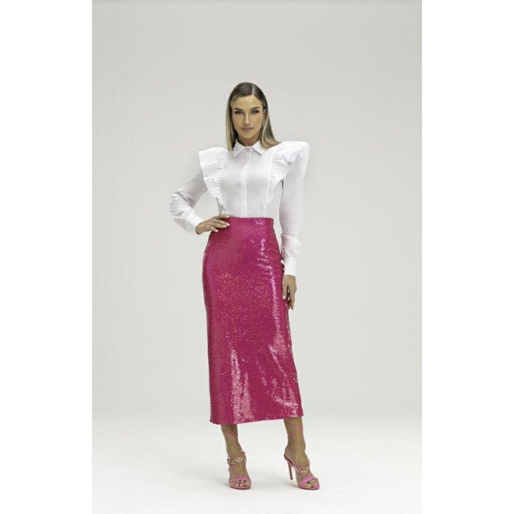 Camisa  Com Babados Feminina Displicent