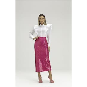 Camisa  Com Babados Feminina Displicent