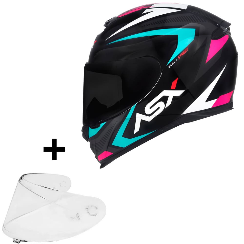 Capacete Feminino Asx Eagle Street Rosa Fechado + Viseira