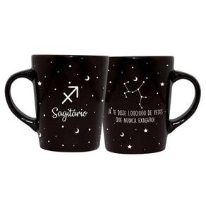 Caneca Cerâmica Signos Zodíaco Preta Presente 270Ml