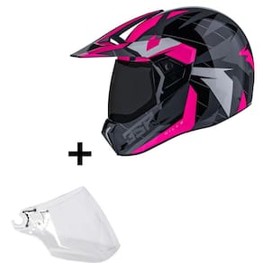 Capacete Bieffe 3 Sport Hills Rosa Brilho Moto Pala +Viseira