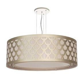Luminária De Teto Pendente Trama Cúpula Dupla Bronze 40X16