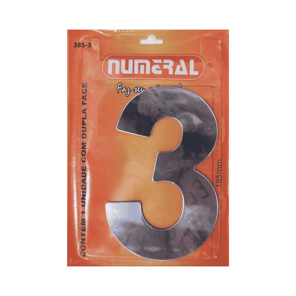 Número Residencial 3 Numeral Em ACM Cromado