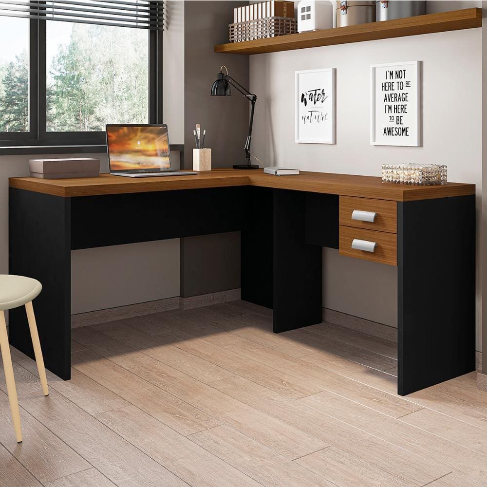 Escrivaninha em L 2 Gavetas Studio