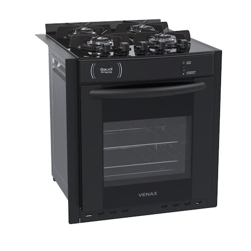imagem-Fogao a Gas de Embutir 4 Bocas Venax Gaudi Prisma Vitreo Preto - Bivolt