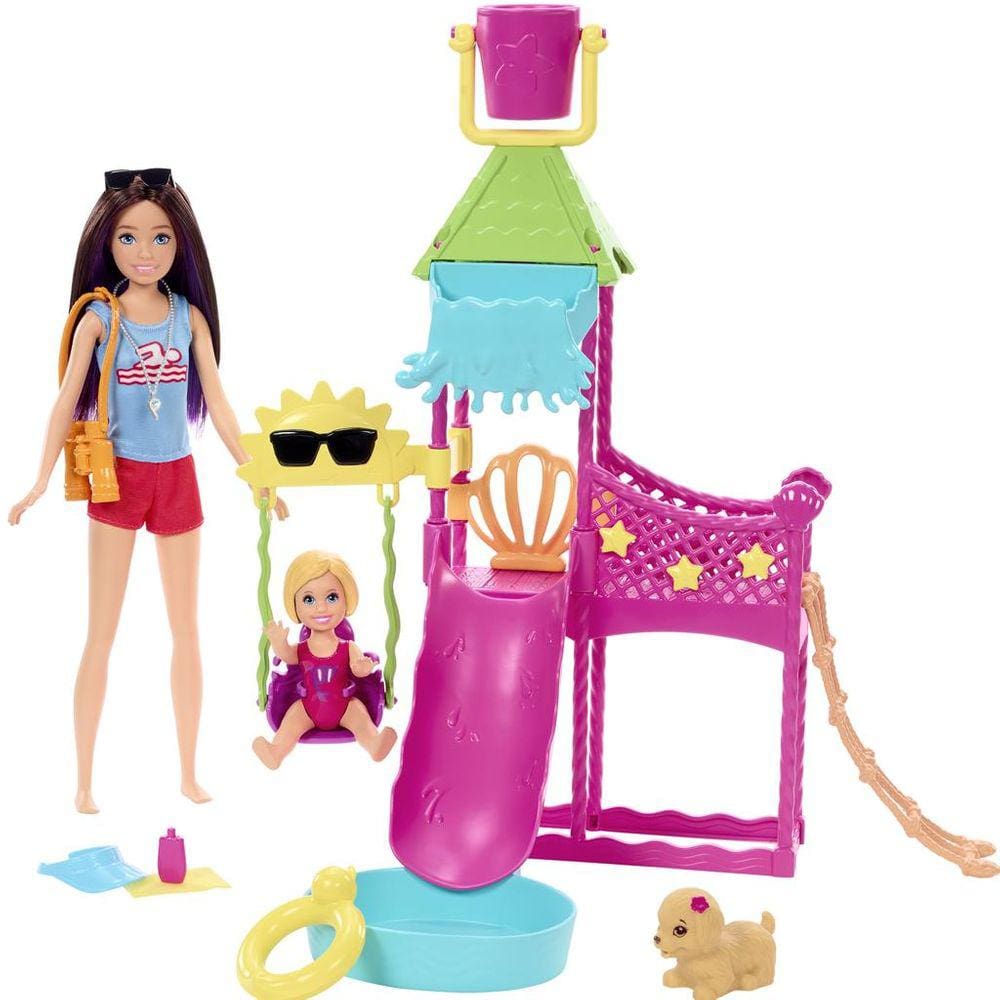 Boneca Barbie Skipper Morena Baby Sitters Aniversario