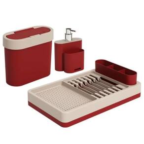 Kit Pia Flat 3Pçs Vermelho e Bege