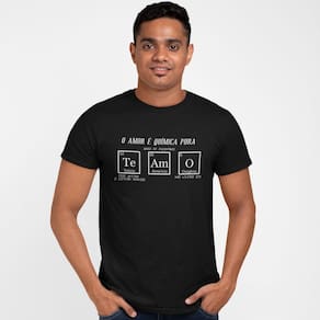 Camiseta Masculina Amor é Química Pura Namorados Elementos