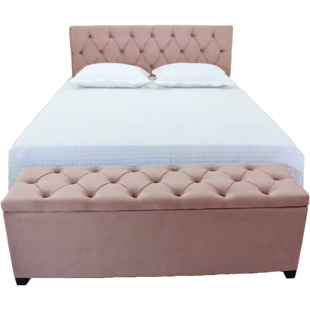 Cabeceira com bau casal na cor rosa Pontofrio