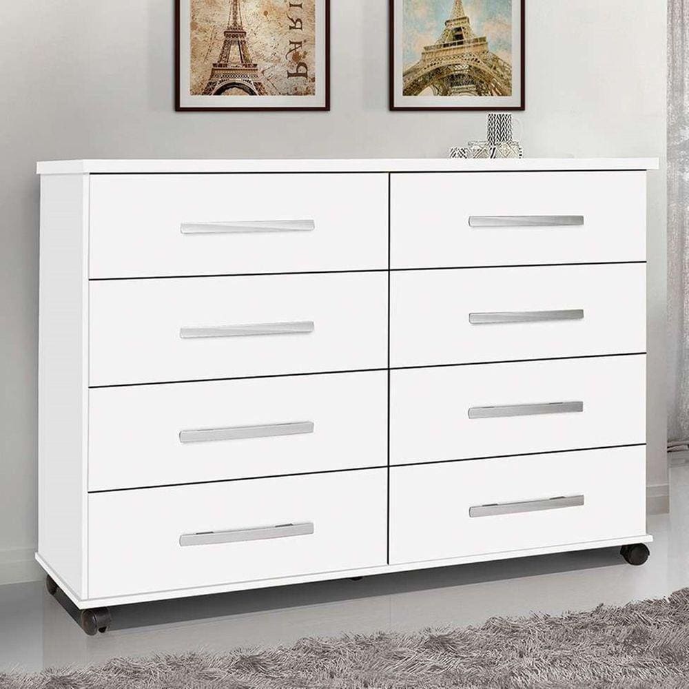 Cômoda Jade 8 Gavetas Primus - Branco