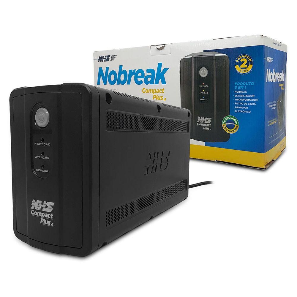 Nobreak 1000VA NHS Compact Plus 4, Bivolt Aut., S/120V, Bat. 2x7Ah/12V, 8 Tomadas - 90.B1.A01000