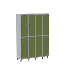 Armário Roupeiro 8 Portas Aço GRP 504/8 Pandin Móveis Cinza/Verde Miró