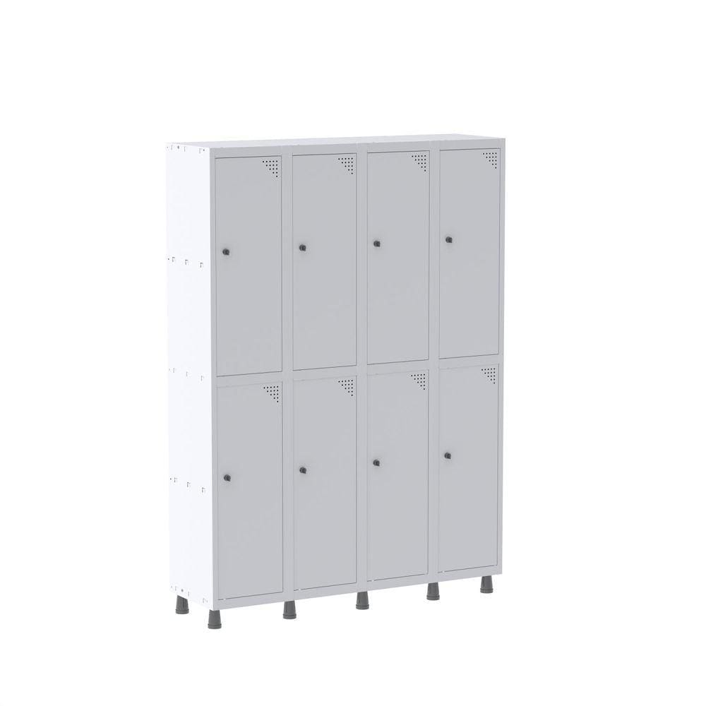 Armario Roupeiro 8 Portas Aço GRP 504/8 Pandin Móveis Branco