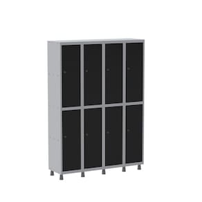 Armario Roupeiro 8 Portas Aço GRP 504/8 Pandin Móveis Cinza/Preto
